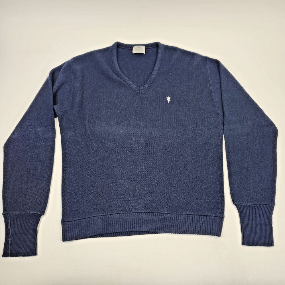 Heritage USA Mens Large Sweater Blue Staff of Asclepius Embroidered Rod Snake DR